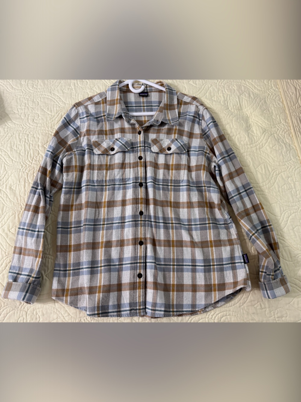 Patagonia Plaid Button-Down Shirt in Cream, Mustard & Gray